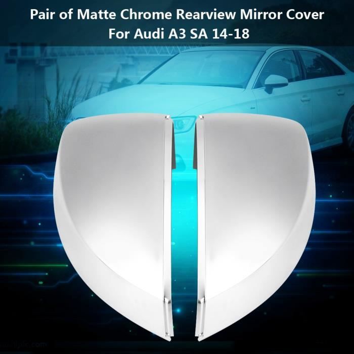 Coque de rétroviseur, Paire de capuchons de protection de coquille de rétroviseur en chrome mat pour Audi A3 S3 8V 13-18-CWU