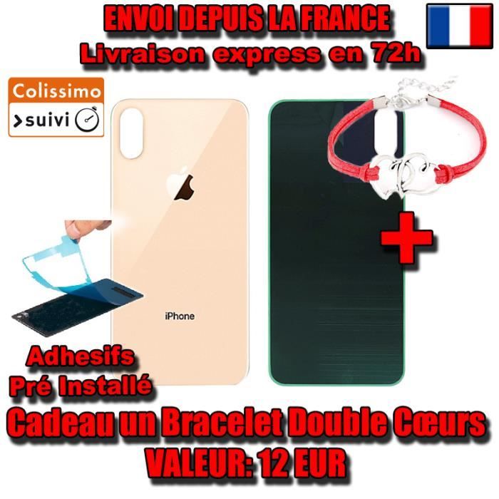 COQUE KIT VITRE ARRIERE DOS iPhone XS NEUF GOLD ROSE