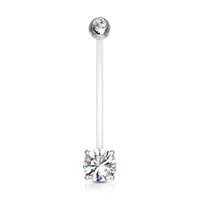 Piercing Nombril Grossesse Bébé Zirconium ELENA Blanc