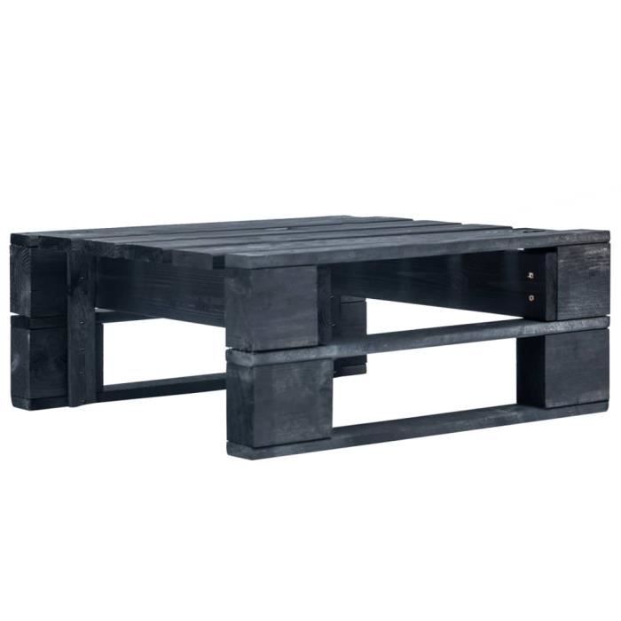 JOLI - Table Basse Terrasse Salon -Pouf d'extérieur Magnifique- Repose-pied palette de jardin - Bois Noir√5909