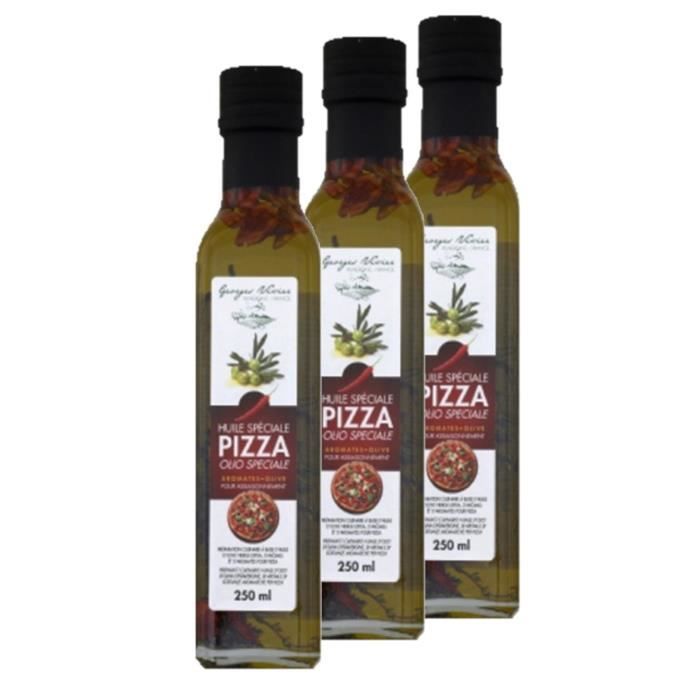 Lot 3x Huile pimentée spéciale pizza - Georges Nivier - bouteille 250ml