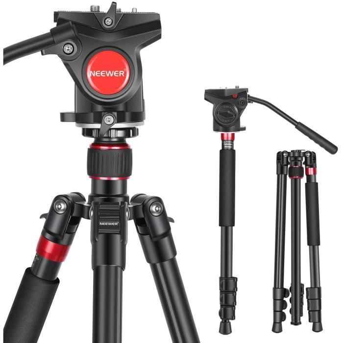 Neewer 2-en-1 180 cm Monopode Trépied en Alliage d'Aluminium pour Appareil Photo avec 1/4 et 3/8 Vis Tête de Panoramique à Glissemen