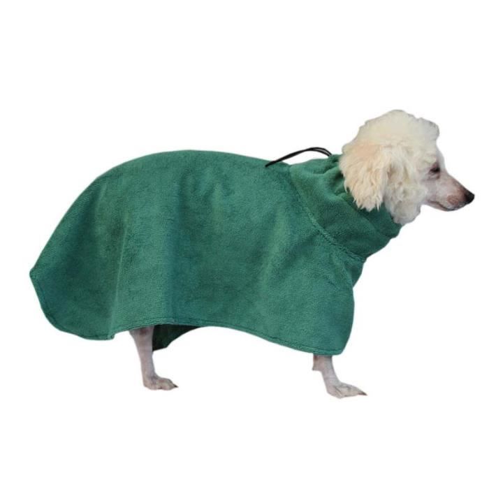 Serviette peignoir,Peignoir pour chien séchage rapide bain pour animaux de compagnie vêtements chauds serviette de - Type green-M