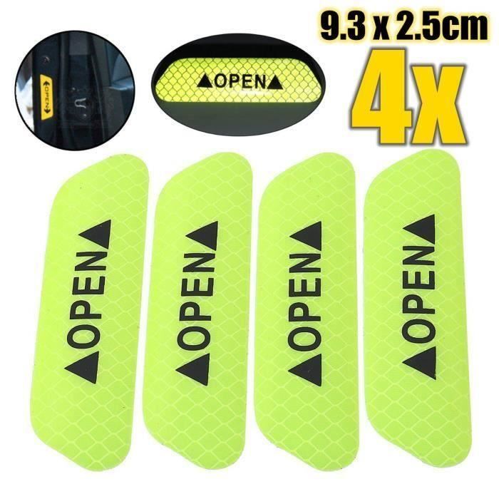 4Pcs Voiture Universel Moto Avertissement Autocollants Ouverts Réfléchissants JAUNE Aw43629