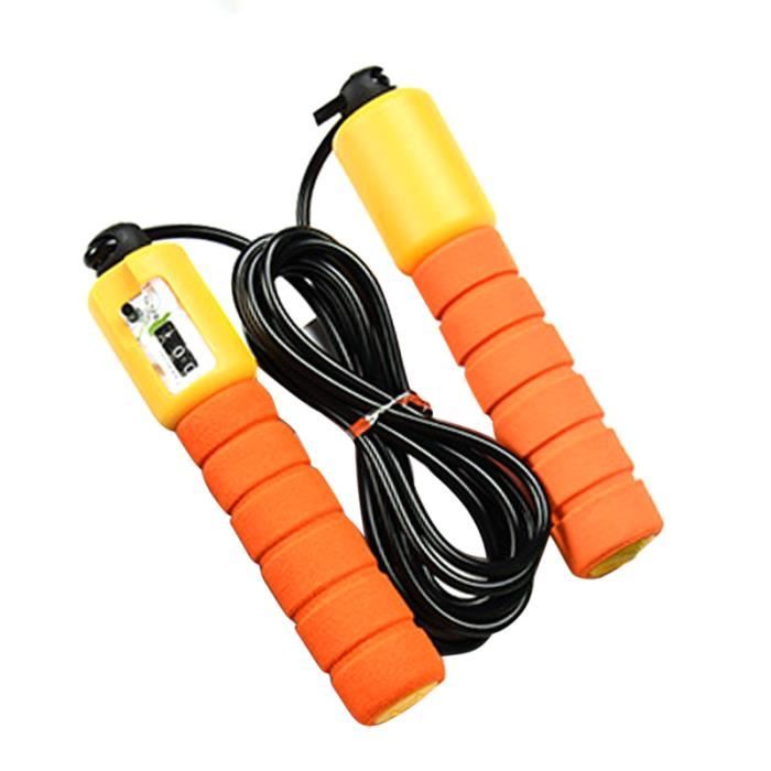Corde à sauter avec Compteur Exercice Fitness réglable à vitesse rapide comptage sauter fil - Orange