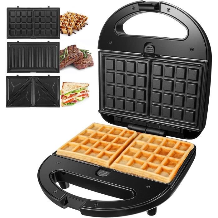 Wolka Gaufrier électrique Appareil à Croque Monsieur 3 en 1,Grande Puissance de 750W