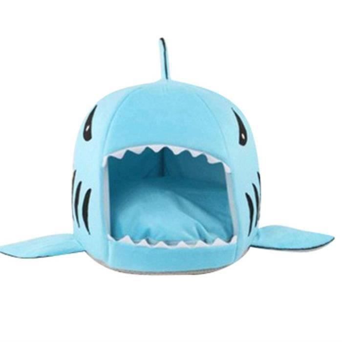 Maison Niche de Chien Chats Rond Lit de Requin Panier Souple Chaud pour Chiot (Bleu, L: 58 * 50cm)GR930153 LIFFT5572