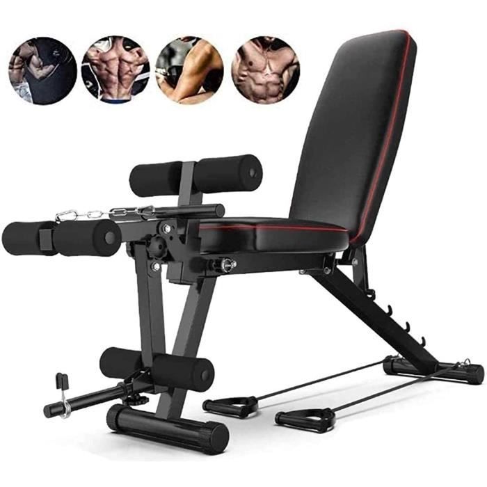 Banc de Musculation Multi-Fonctions,avec Extension Jambe Leg Curl,Banc d'exercice Pliable,with Resistance Bands,pour Musculation313