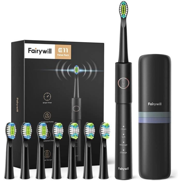 Brosse à dents électriques rechargeable sonique pour adultes avec 3 modes Charge rapide de 2 heures