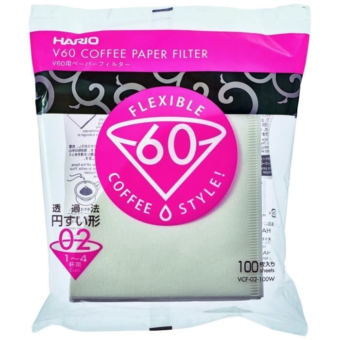 Hario V60 Misarashi Coffee Paper Filter (Size 02, 100 Count, White)