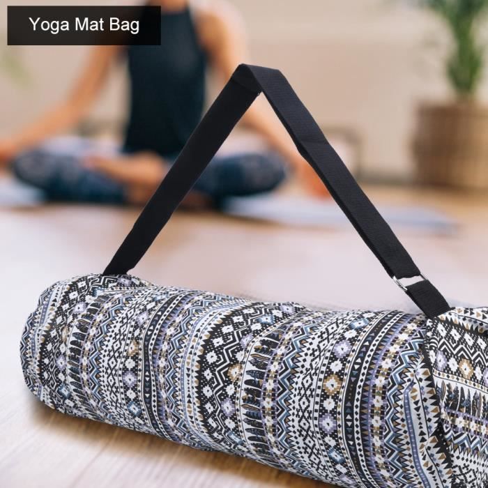 Sac pour tapis de yoga Bandoulière réglable multifonctionnelle pour exercice Sac pour tapis de yoga noir blanc-FUT