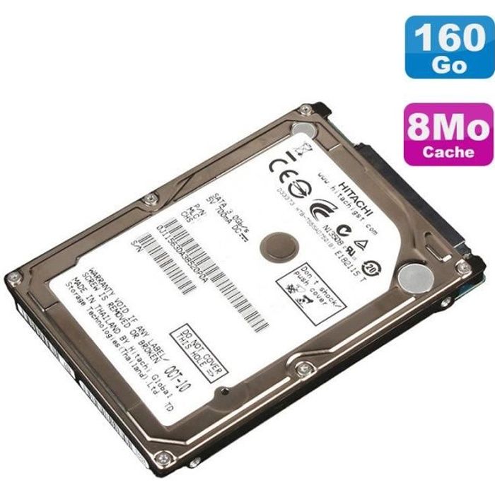 Disque Dur 160Go SATA 2.5- Hitachi HTS541616J9SA00 Pc Portable 8Mo