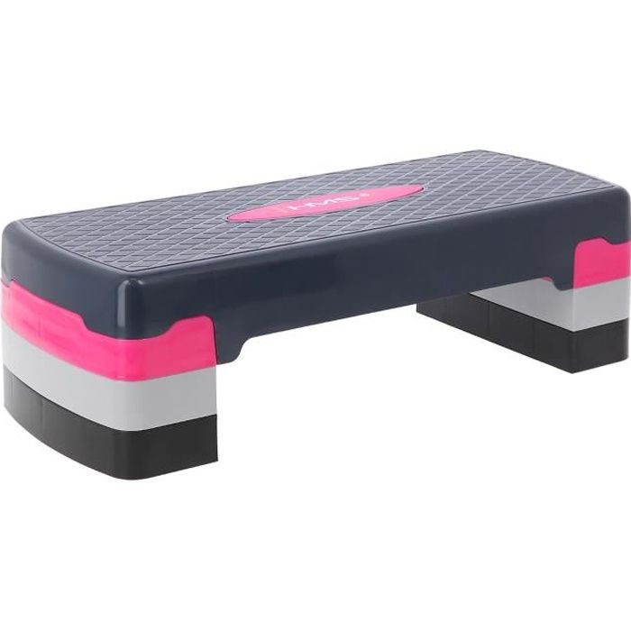 HMSPORT - Planche de step d''entraînement fintess aérobic hometrainer - Réglage hauteur 3 niveaux - Gris-Rose