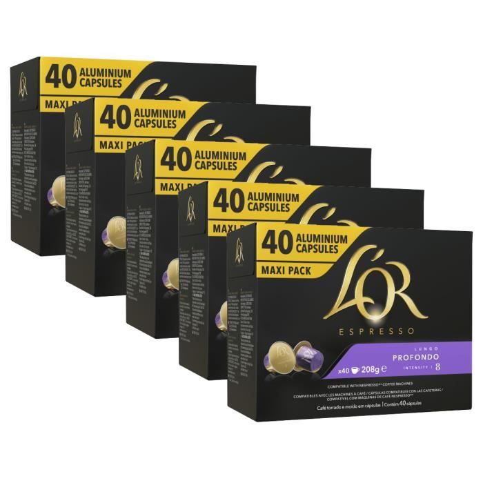 L'Or Espresso Café - 100 Capsules Lungo Profondo Intensité 8 - Compatibles Nespresso®* - Lot de 10 x 10