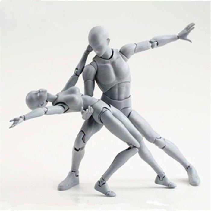 Body-Kun DX & Corps-Chan DX Action PVC Figure (Ver Couleur Gris.) Avec Box Set 2PCS