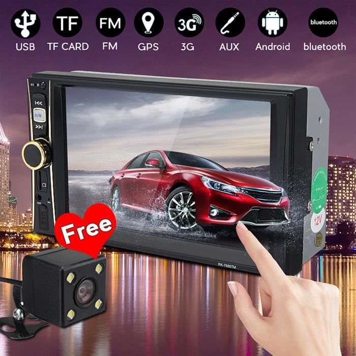 2 DIN Bluetooth Voiture Autoradio Stéréo In-Dash MP5 FM USB Lecteur Camera Recul
