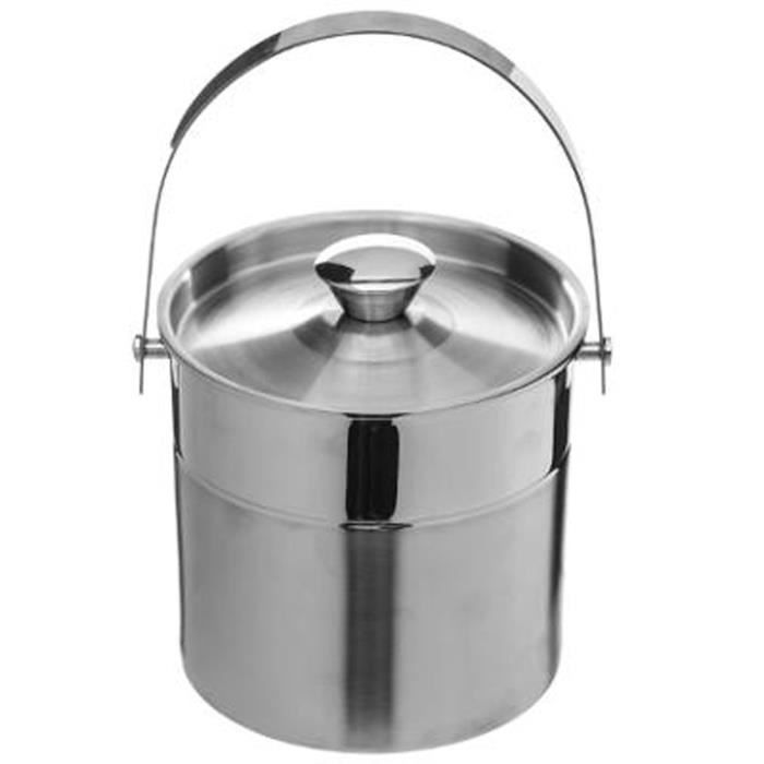 Seau Glace en acier inoxydable, double finition - Dim : d 15 x h 15cm