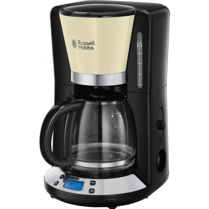 RUSSELL HOBBS 24033-56 Cafetière Filtre Programmable Colours Plus 24h, Digital, Maintien au Chaud - Crème