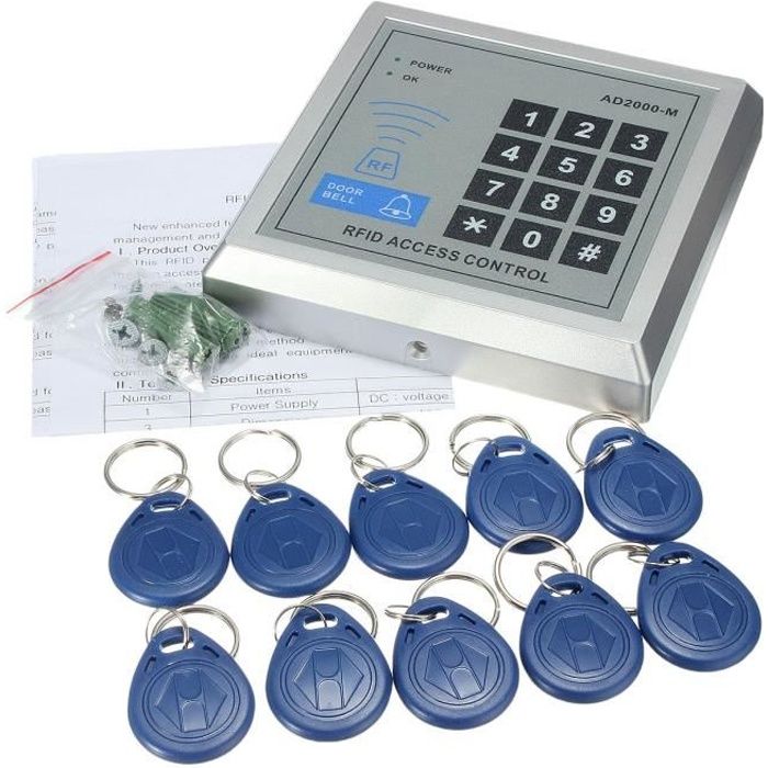 10 Clé DC 12V Digicode RFID Proximité Porte Accès Contrôle Système à 500 Usager
