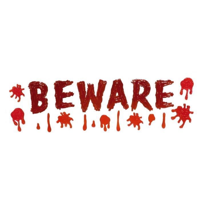 TRIXES Faites Attention à l'impression de Gouttes de Sang de la décoration d'halloween à la fenêtre collé avec du Gel Rouge de