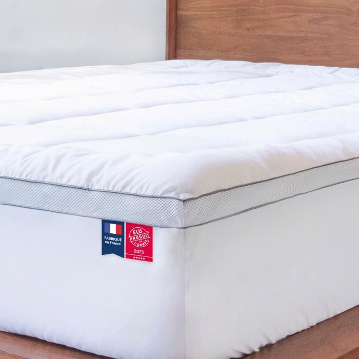 Mello - Surmatelas Duo 8cm 140x200 - Fabriqué en France - Elu produit de l'année 2021, surmatelas mémoire de forme
