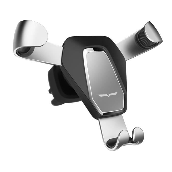 Support Téléphone Voiture Grille d’aération Universel Pour iPhone/Samsung/Huawei/Wiko, Fixation Téléphone Support - argent