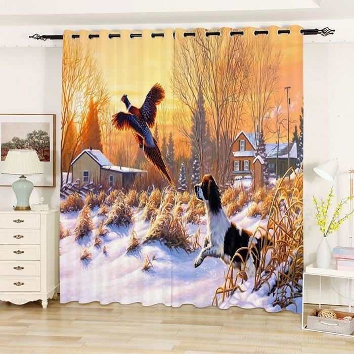 Rideaux Blockout 3D - Flocon De Neige Et Cerf Blanc - Impression Photo - Sweethome