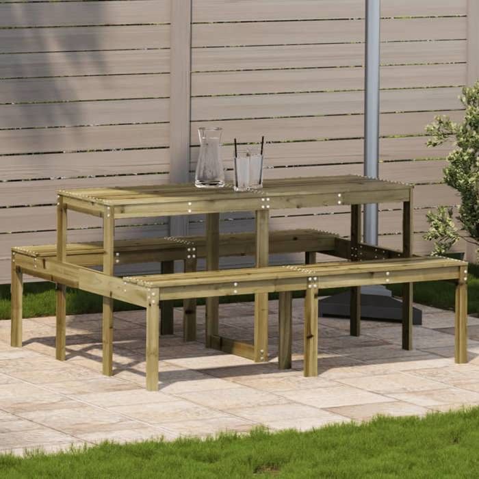 vidaXL Table de Pique nique Table à Manger Rectangulaire Meuble de Camping Jardin Terrasse Patio Extérieur Moderne Bois 832566