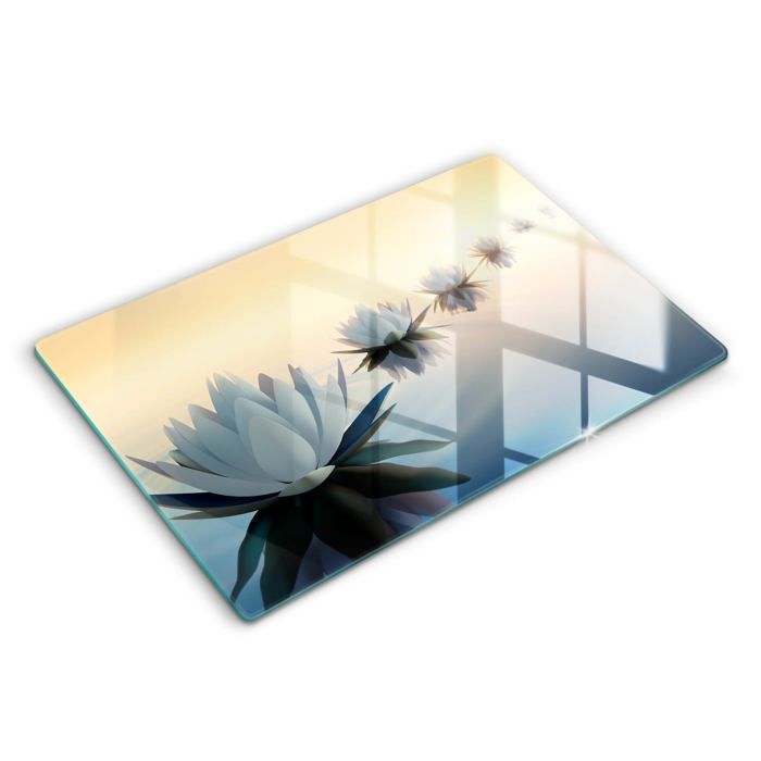 Planche De Cuisine En Verre Trempé Tulup 80x52 Cm - Thème Fleurs De Printemps - Multicolore