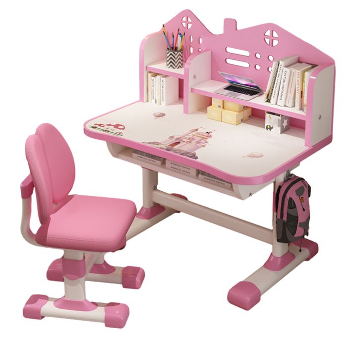 Bureau détude pour enfants avec chaisehauteur réglablerose73x49x105cm