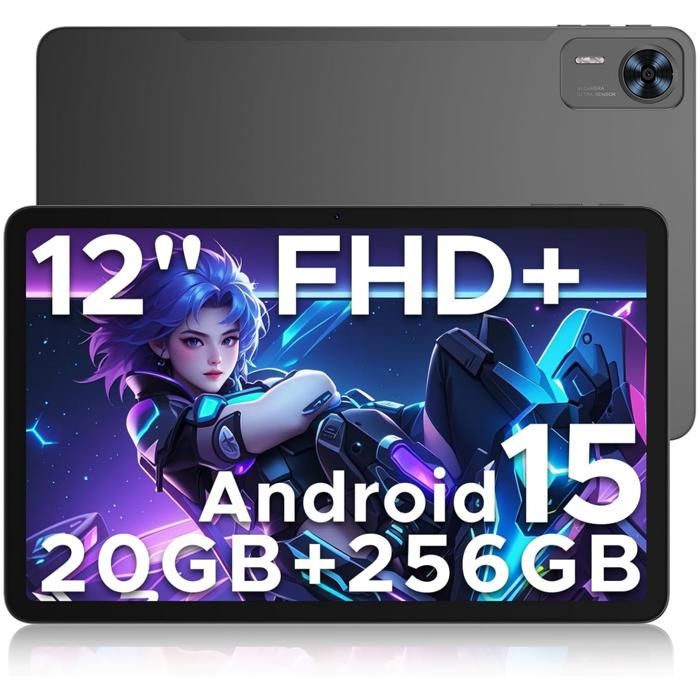 DOOGEE T36 Tablette Tactile Avc carte SIM Android 15 12 FHD+ 20+256GB 8800mAh Batterie 13MP du déverrouillage du visage/L1 -Noir