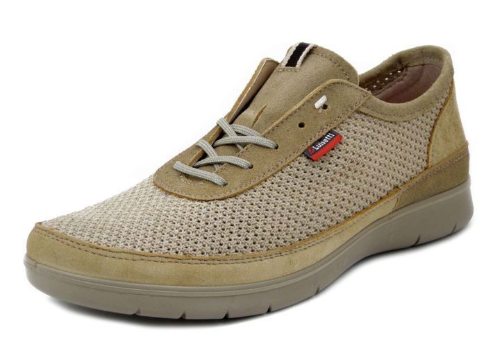 LUISETTI Basket Homme - LUISETTI - Beige - Cuir et Textile - Lacets