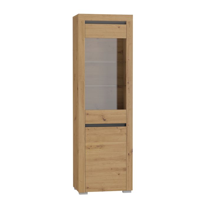 Vitrine 2 portes Petits-meubles - Kasla - 60 x 39 x 195cm - Bois et Gris Anthracite Vitrine 2 portes Petits-meubles - Kasla - 60 x 39 x 195cm - Bois et Gris Anthracite