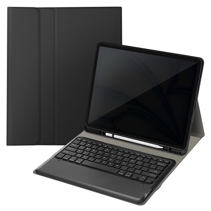 Clavier QWERTY Bluetooth pour iPad Pro 12.9 et Air 13 avec Étui Clapet Noir