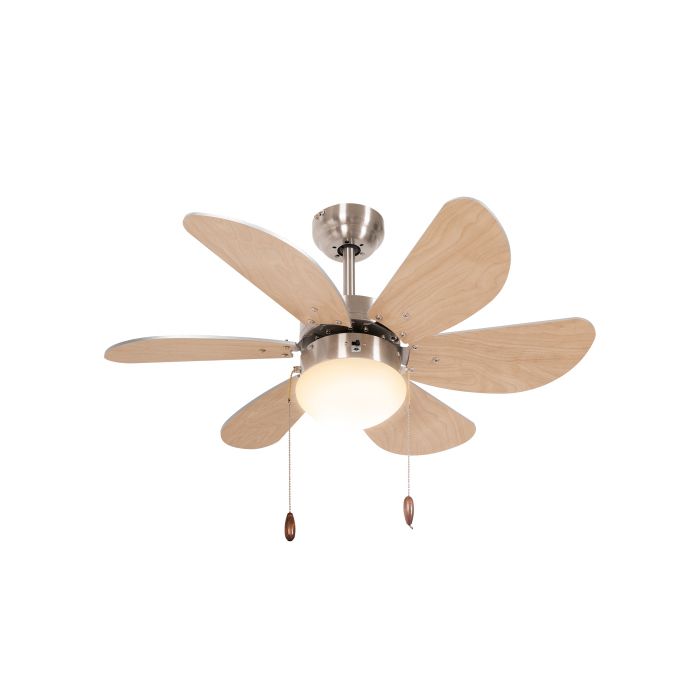 HOMCOM Ventilateur de plafond avec éclairage LED 16 W Suspension 6 pales réversibles pour salon et chambre，Hêtre - Sogeshome