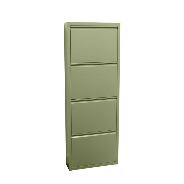 Pisa Armoire à chaussures à 4 rabats/portes en métal vert. Livré entièrement monté. Pisa Armoire à chaussures à 4 rabats/portes en métal vert. Livré entièrement monté.