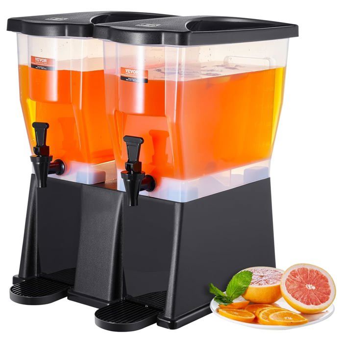 Distributeur De Boissons VEVOR 10 L En Verre Alimentaire Avec Support Bois - Fontaine à Jus, Limonade, Thé Glacé Pour Réceptions