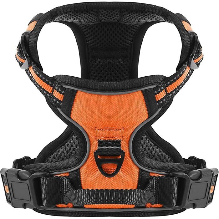 Comparer les prix de Harnais Anti Traction pour Chien Rflchissant Respirante Harnais Chien avec Attache vant et Poigne Contrle Orange#XL HARNAIS ANIMAL