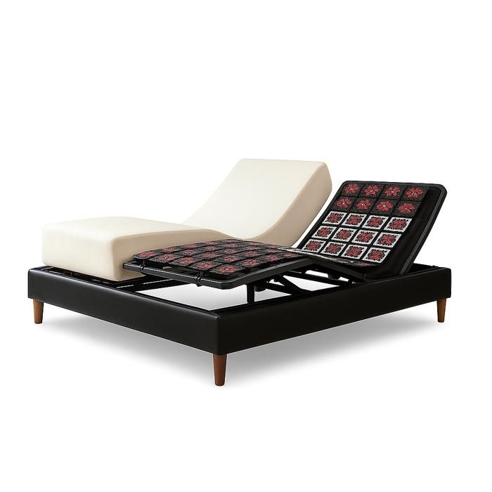 Pack Lit Électrique Matelas 200x200 - Noir - Sommier relaxation+Contour lit Simili cuir+Matelas Pack Lit Électrique Matelas 200x200 - Noir - Sommier relaxation+Contour lit Simili cuir+Matelas