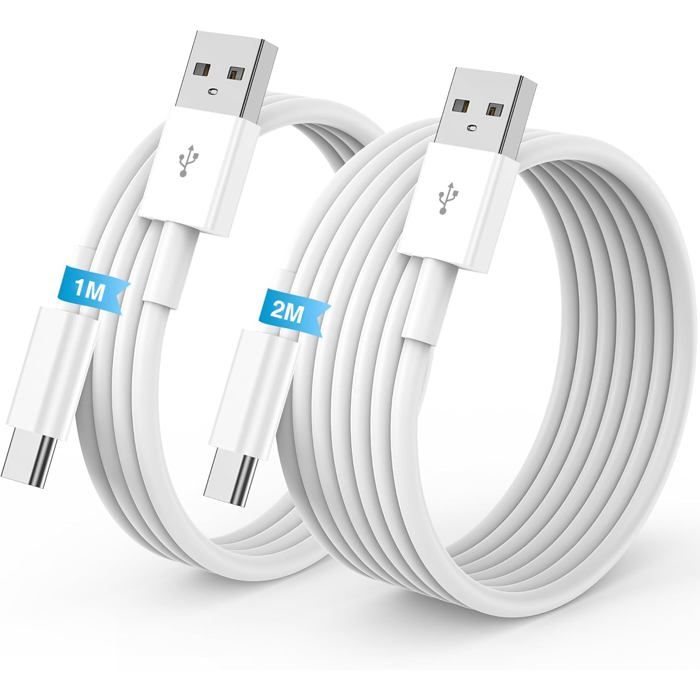 Câble IPhone 1m Lot De 2 - Certifié MFi - Charge Rapide 2.4A - Compatible IPhone IPad