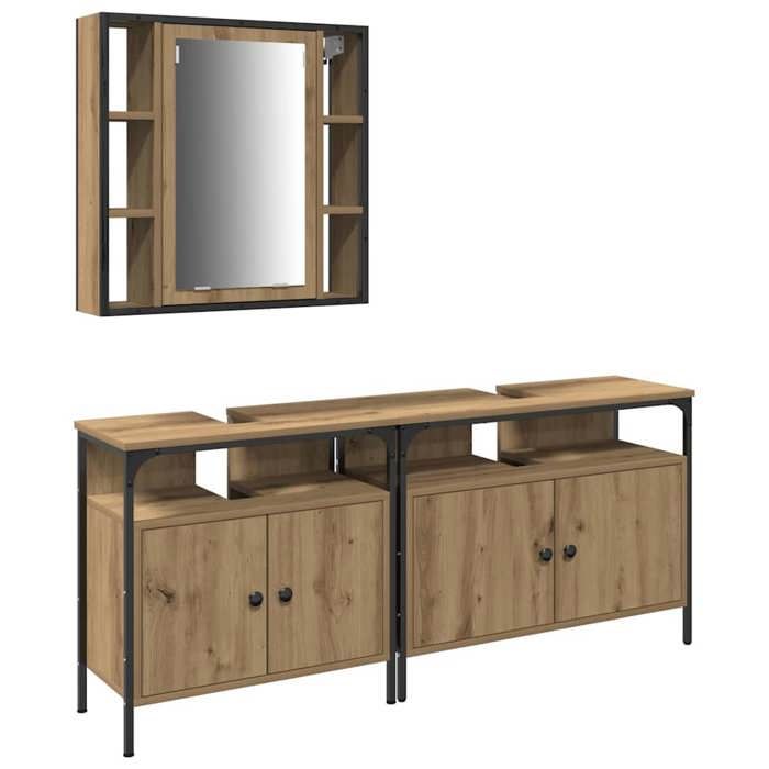 SALE 2026Meubles de salle de bain - WINWIN - Armoire bas/Meuble WC - 3 pcs Marron - bois dingénierie 46.9 Kg 5364398