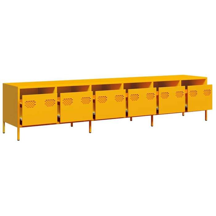 SALE Janvier MODERNE Cabinet TV - MGH - MEUBLE TV/HIFI - Avec rangement - jaune moutarde 202x39x43 5 cm acier laminé à froid TT254