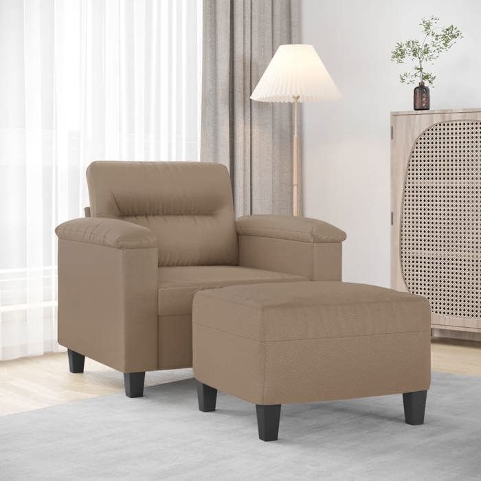 NEW 2026 Fauteuil avec repose-pied Cappuccino 60 cm Similicuir L2321