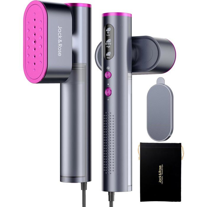 Défroisseur vapeur de voyage - TRAHOO - 1000W - 22g/min de vapeur - 150ml - Chauffage rapide en 15s - Gris - Trahoo