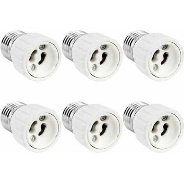 Adaptateur de douille E27 vers GU10 - PZCC - PZCC - Lot de 6 - Céramique rés. 160°C - 0–250V / 200W