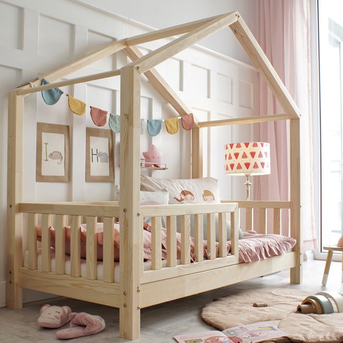 Lit cabane Petits-meubles - Roxane - 169 x 89 x 150cm - Bois naturel Lit cabane Petits-meubles - Roxane - 169 x 89 x 150cm - Bois naturel