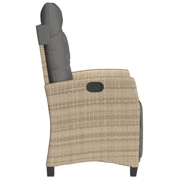 Maison SoldesChaise inclinable de jardin Chaise de Détente - Siège de jardin et repose-pied mélange beige rotin - L57xP66xH93