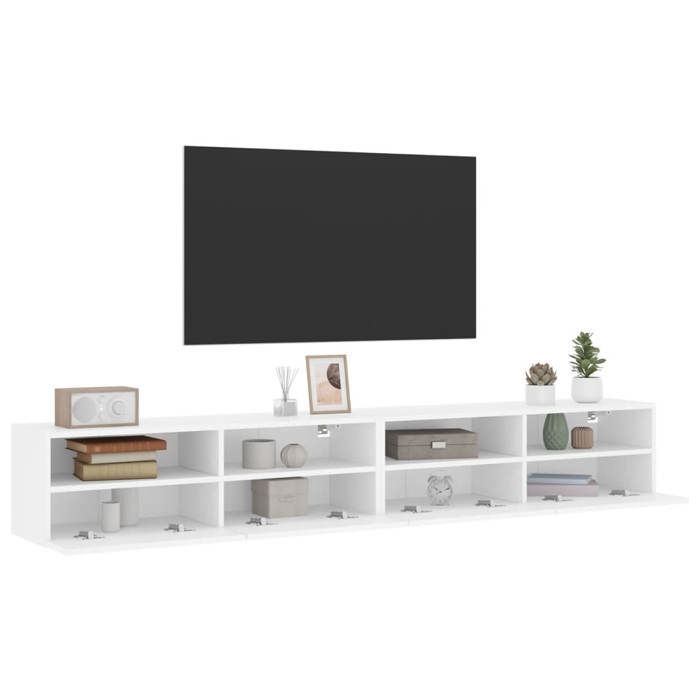 Joli & Fonctionnel -(Blanc)Support média - Meubles TV - Table TV - muraux 2 pcs blanc 100x30x30cm - Bois dingénierie - MEUBLE HIFI