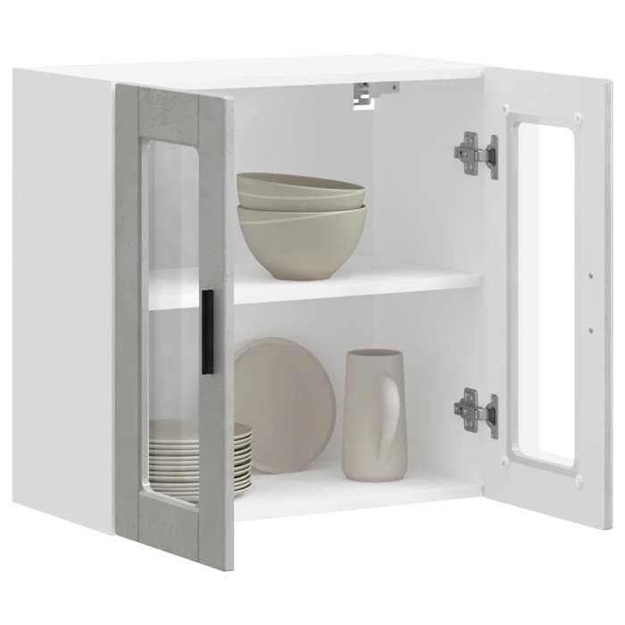 (16727)Moderne Cabinet murale avec stockage POUR cuisine avec porte en verre Porto gris béton poid:15.6 kg