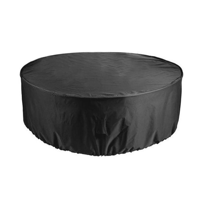 Housse de protection table de jardin ronde imperméable 160 x 90 cm polyester noir anti-UV extérieur